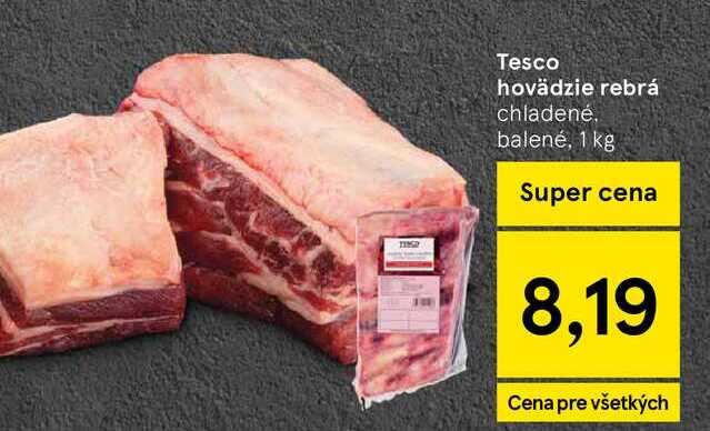 Tesco hovädzie rebrá chladené balené, 1 kg