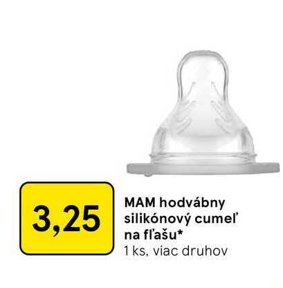 MAM hodvábny silikónový cumel' na fľašu 1 ks, viac druhov 