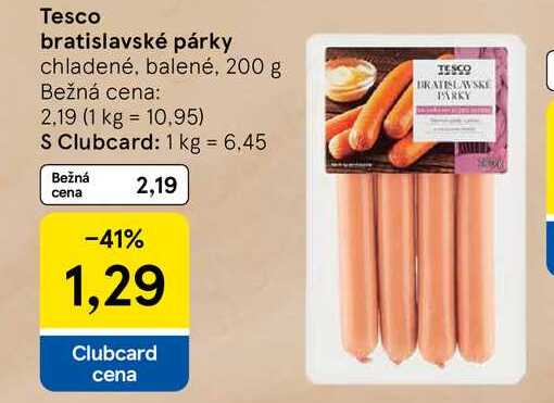 Tesco bratislavské párky chladené, balené, 200 g 