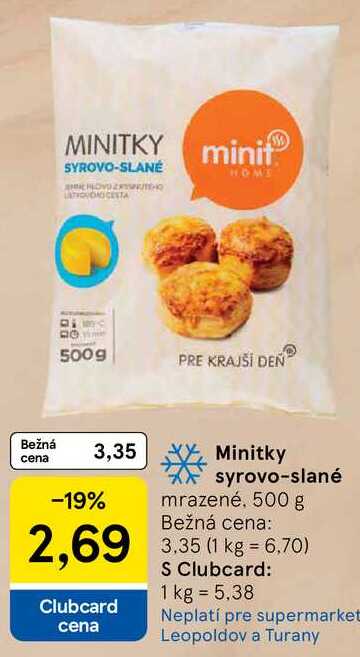 Minitky syrovo-slané mrazené, 500 g