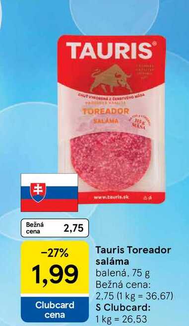 Tauris Toreador saláma balená, 75 g
