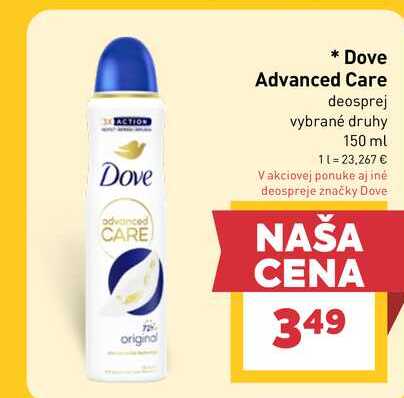 Dove Advanced Care deosprej vybrané druhy 150 ml 