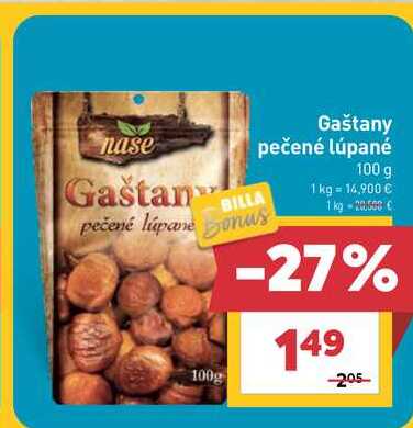 Gaštany pečené lúpane bonus 100g 