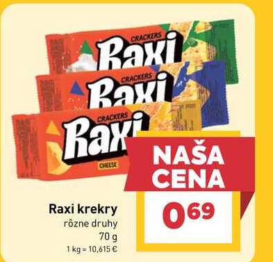Raxi krekry rôzne druhy 70g 