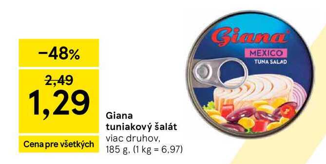 Giana tuniakový šalát viac druhov, 185 g