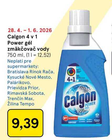 Calgon 4 v 1 Power gél zmäkčovač vody 750 ml