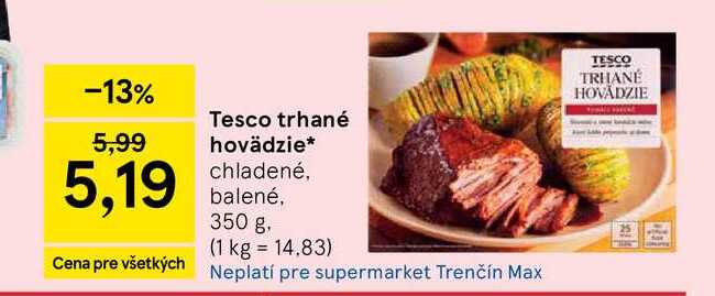Tesco trhané hovädzie chladené, balené, 350 g