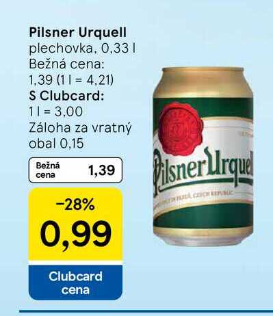 Pilsner Urquell plechovka, 0,33l