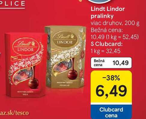 Lindt Lindor pralinky viac druhov, 200 g