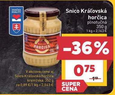Snico Královská horčica kremžská, 350 g 
