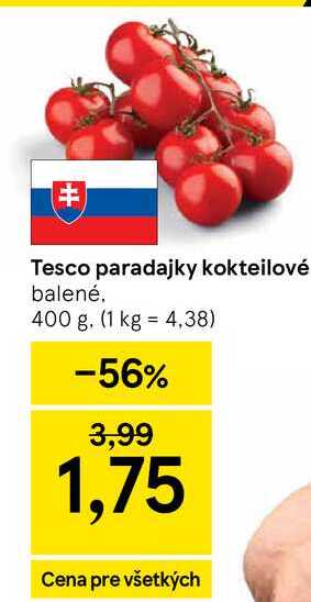 Tesco paradajky kokteilové balené 400 g