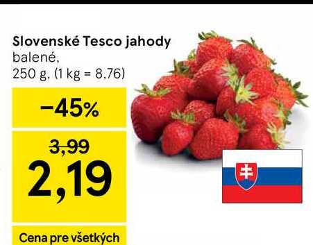 Slovenské Tesco jahody balené 250 g