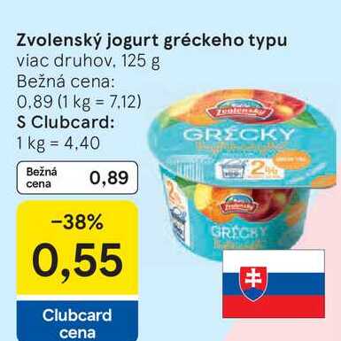 Zvolenský jogurt gréckeho typu viac druhov 125 g