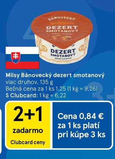Milsy Bánovecký dezert smotanový viac druhov, 135 g