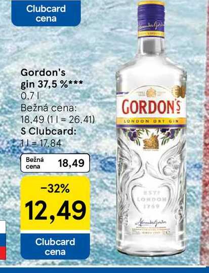 Gordon's gin 37,5 % 0.7l v akcii