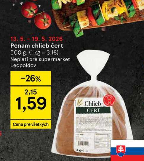 Penam chlieb čert 500 g v akcii