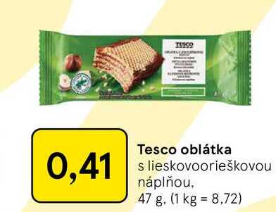 Tesco oblátka s lieskovoorieškovou náplňou, 47 g