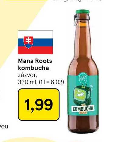 Mana Roots kombucha zázvor, 330 ml