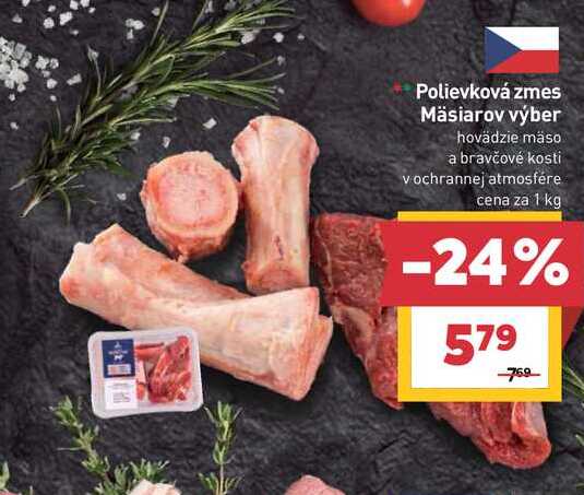 Polievková zmes Mäsiarov výber hovädzie mäso a bravčové kosti v ochrannej atmosfére cena za 1 kg 
