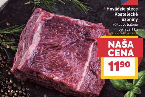 Hovädzie plece Kostelecké uzeniny vákuovo balené cena za 1 kg 