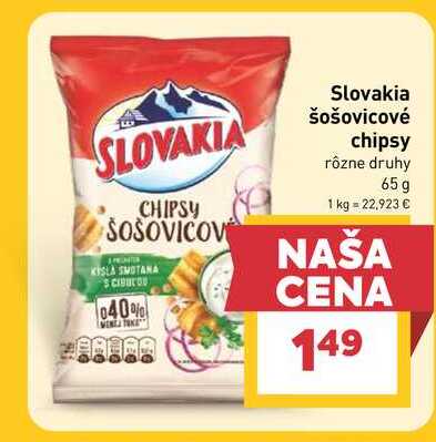 Slovakia šošovicové chipsy rôzne druhy 65 g 