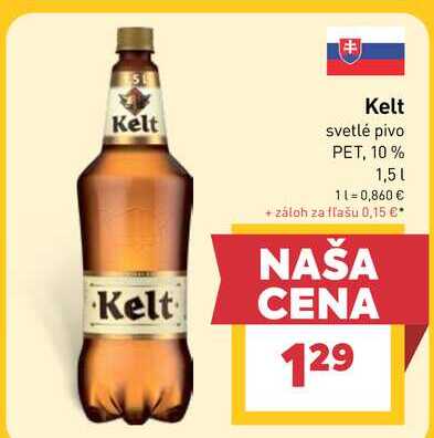 Kelt svetlé pivo PET, 10% 1,5l v akcii