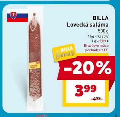 BILLA Lovecká saláma 500 g