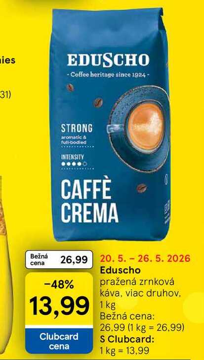 Eduscho pražená zrnková káva, viac druhov 1kg