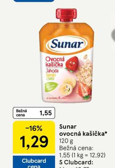 Sunar ovocná kašička 120 g