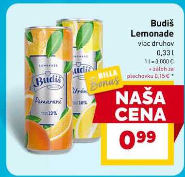 Budiš Lemonade viac druhov 0,33l