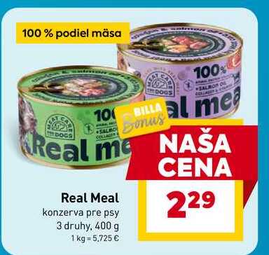 Real Meal konzerva pre psy 3 druhy, 400 g