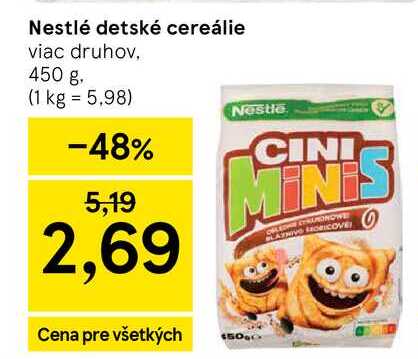 Nestlé detské cereálie viac druhov, 450 g
