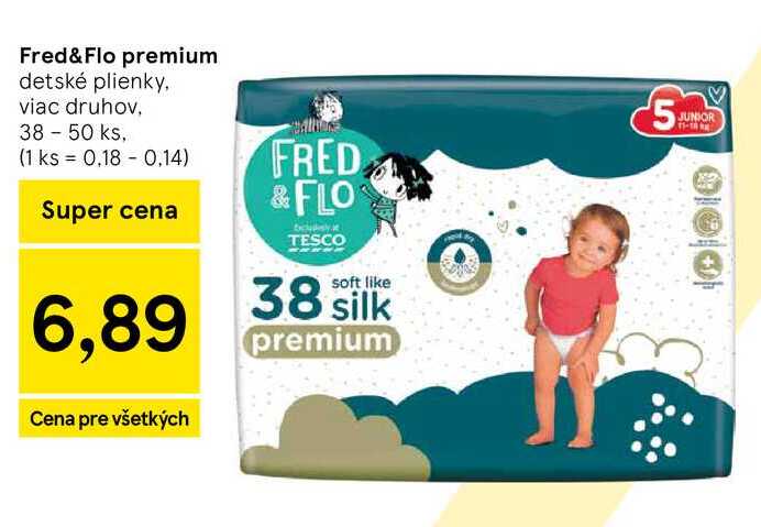 Fred&Flo premium detské plienky, viac druhov, 38 - 50 ks