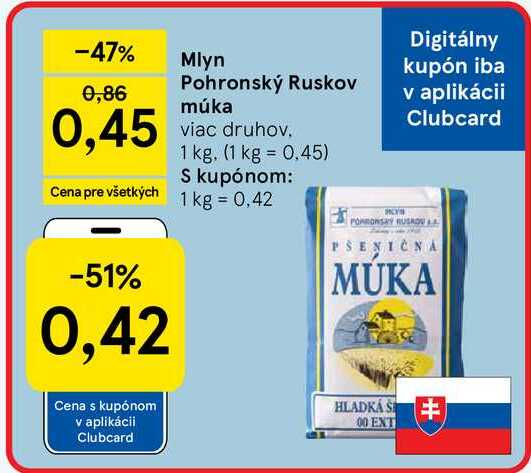 Pohronský Ruskov múka viac druhov, 1 kg