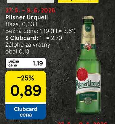 Pilsner Urquell fľaša, 0,33l