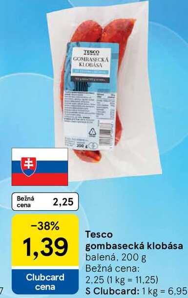 Tesco gombasecká klobása balená, 200 g