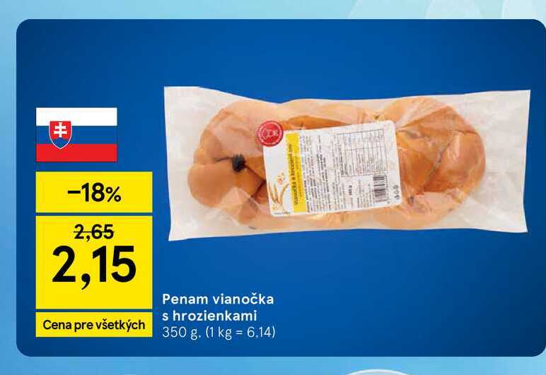 Penam vianočka s hrozienkami 350 g