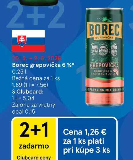 Borec grepovička 6% 0.25l