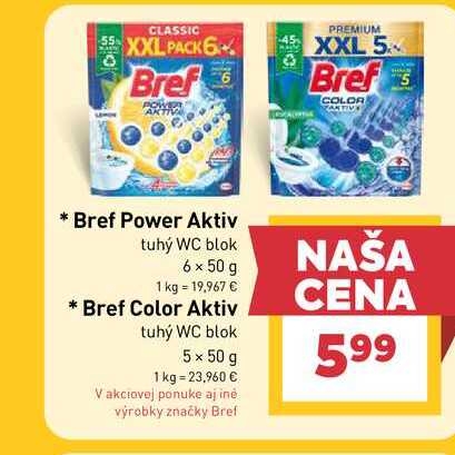 Bref Power Aktiv tuhý WC blok 6 x 50 g