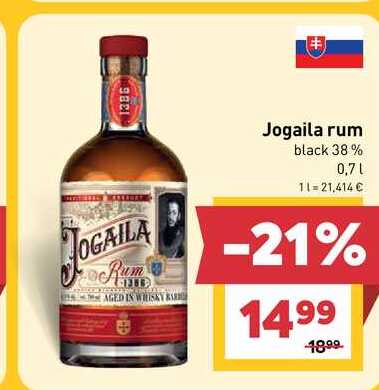 Jogaila rum black 38% 0,7l
