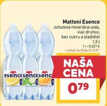 Mattoni Esence ochutená minerálna voda, viac druhov, bez cukru a sladidiel 1,5l