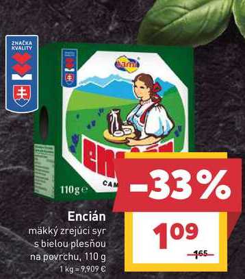 Encián mäkký zrejúci syr s bielou plesňou na povrchu, 110 g