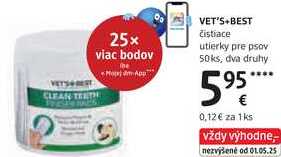 VET'S+BEST čistiace utierky pre psov, 50 ks