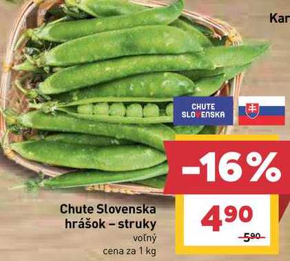 Chute Slovenska hrášok struky voľný cena za 1 kg 