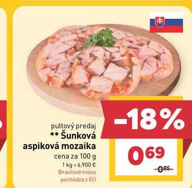 Šunková aspiková mozaika cena za 100 g