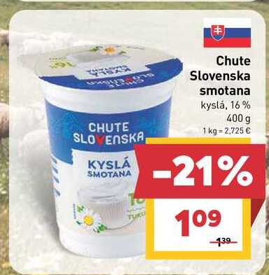 Chute Slovenska smotana kyslá, 16% 400 g