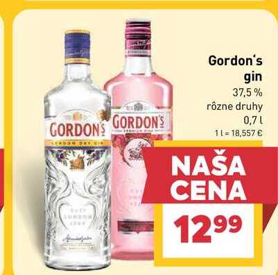 Gordon's gin 37,5% rôzne druhy 0,7l
