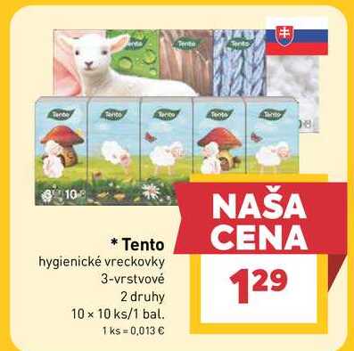 Tento hygienické vreckovky 3-vrstvové 2 druhy 10 x 10 ks/1 bal.