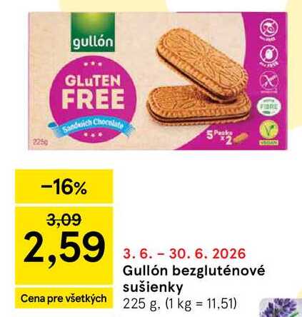Gullón bezgluténové sušienky 225 g