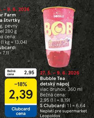 Bubble Tea detský nápoj viac druhov 360 ml 